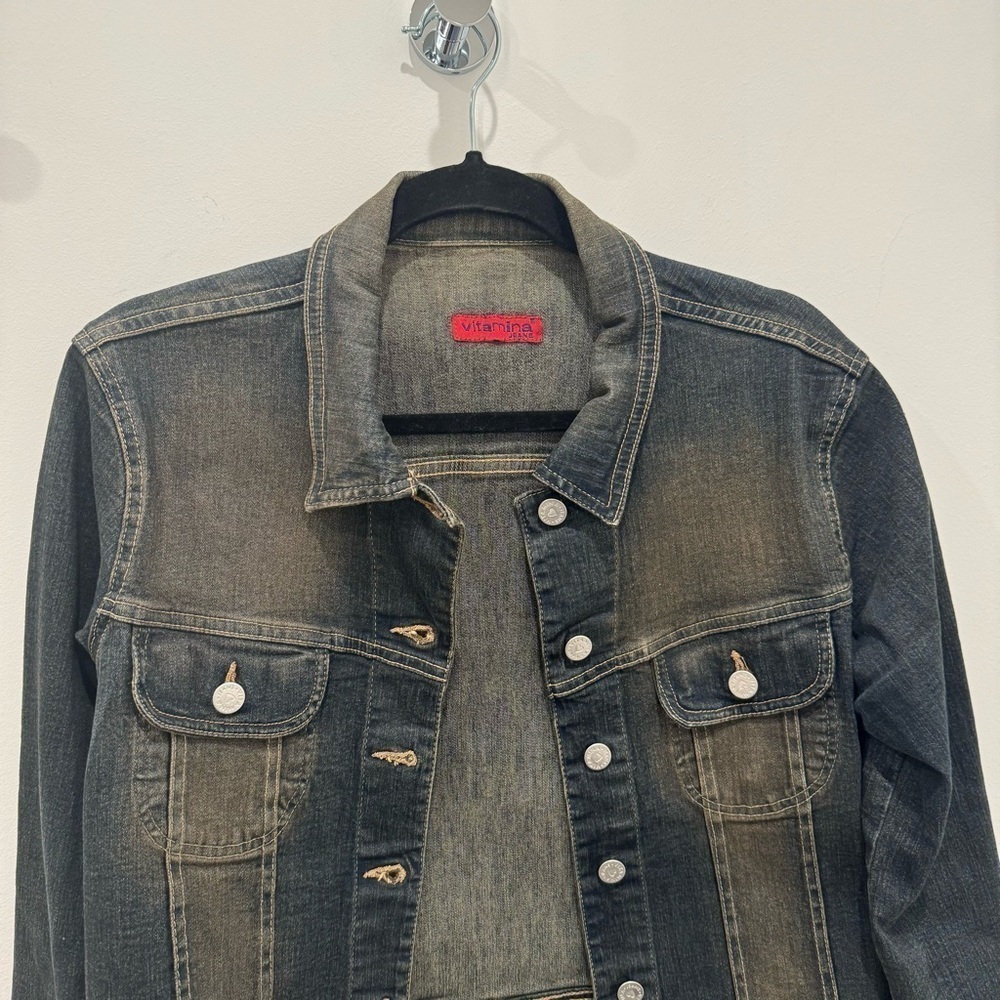 Vitamin A Jeans Blue Denim Jacket Women’s Large Button Front - Picture 3 of 10
